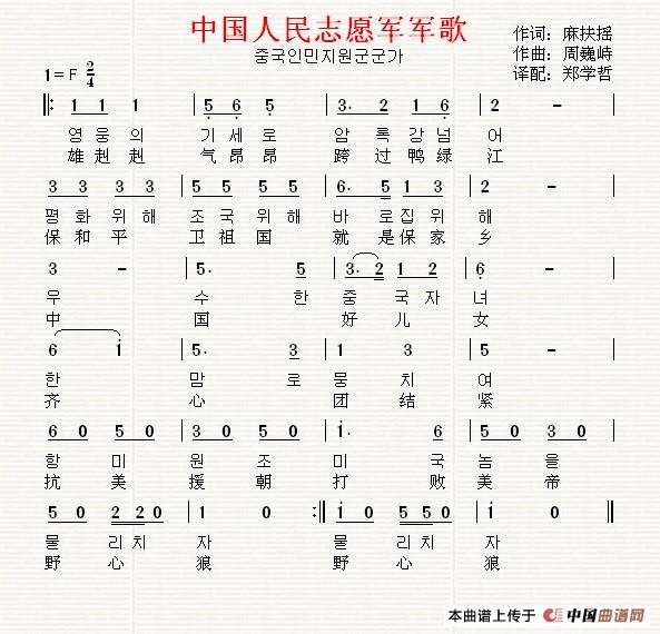 志愿军军歌简谱及其历史意义，志愿军军歌简谱及其历史意义概览