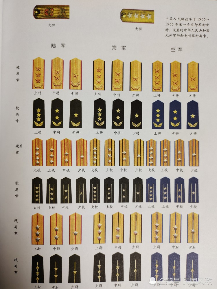 五十五军衔一览表,五十五军衔概览表