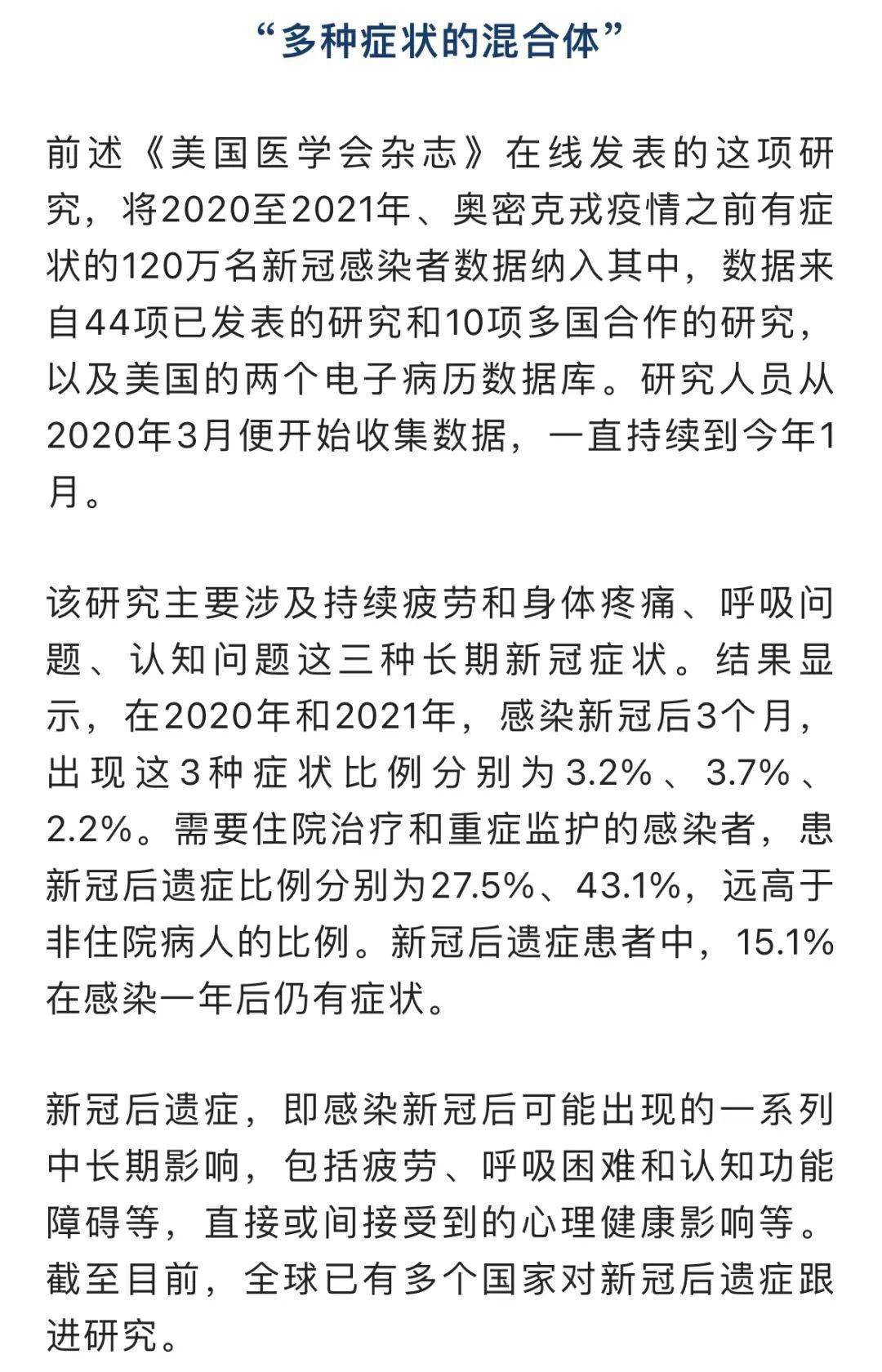 长期新冠后遗症