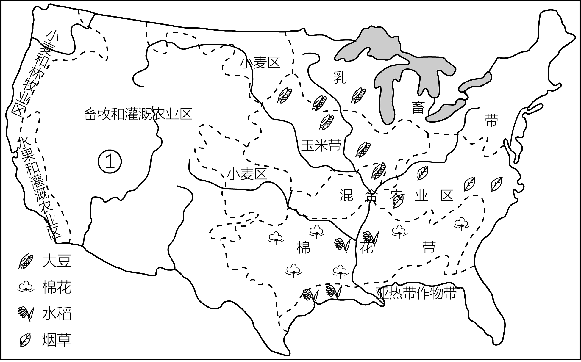 美国农产品主产区分布图,揭示农业地理格局与产业优势,美国农产品主产区地图揭秘,农业地理格局与产业优势概览